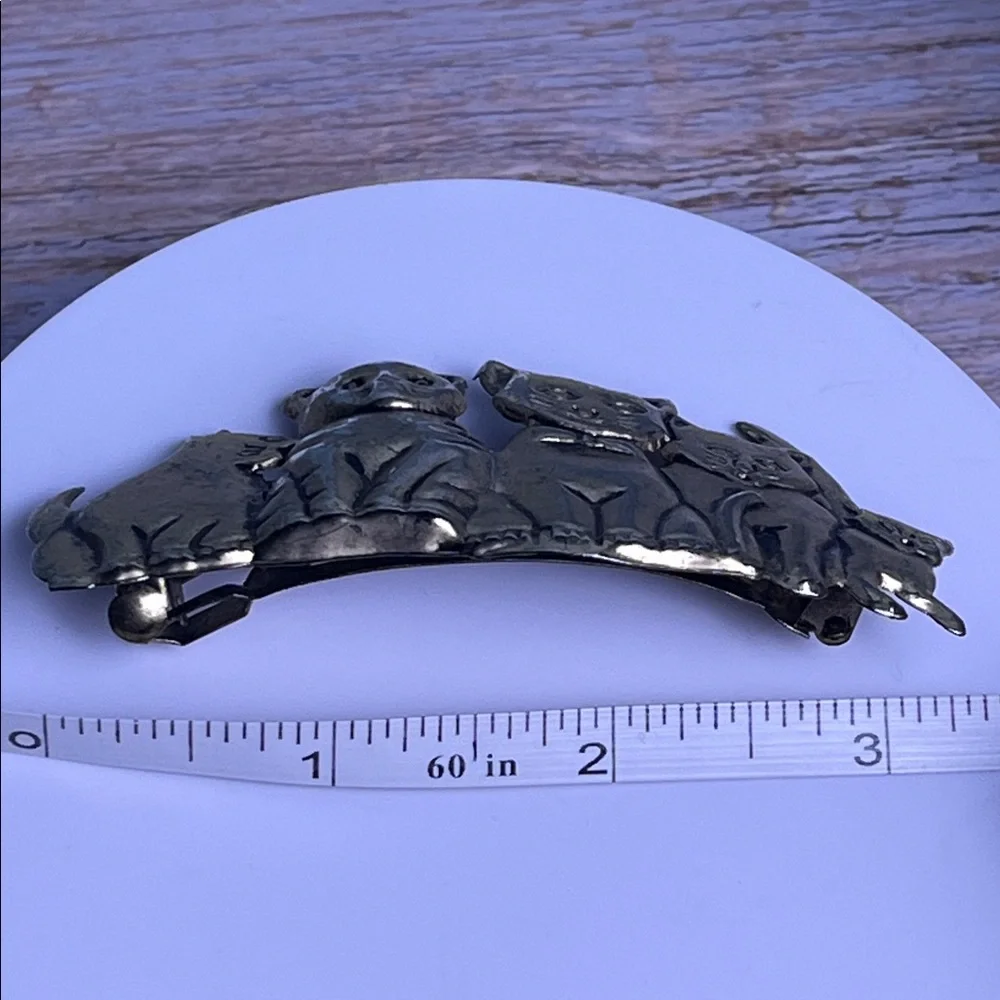 Vintage Large Gold Tone Cat's Hair Barrette, Hair Clip